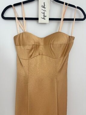 Gorgeous Golden Satin Strapless Mermaid Gown w Train - Never Worn - Tags incl -